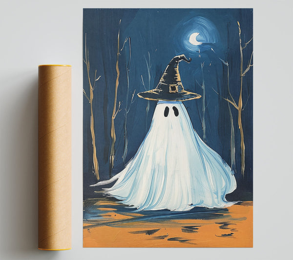 Blue Night Witch Ghost Print