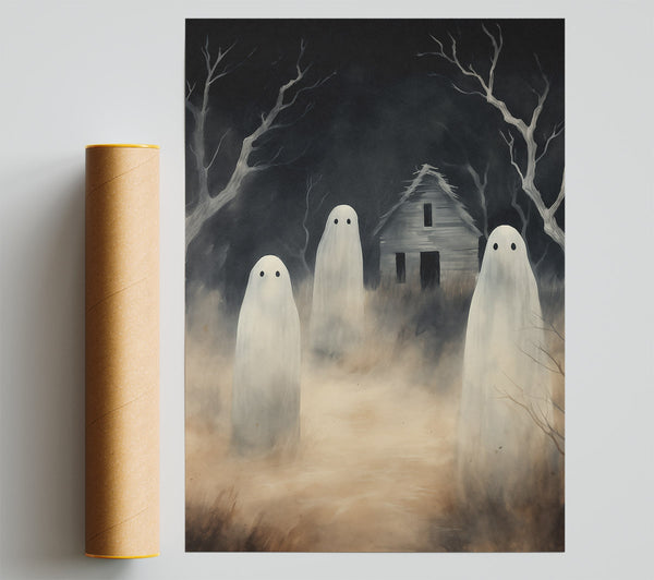 Tan Ghosts In Fog Poster