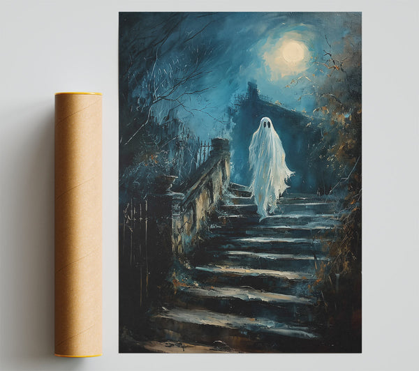 Blue Ghostly Steps Poster