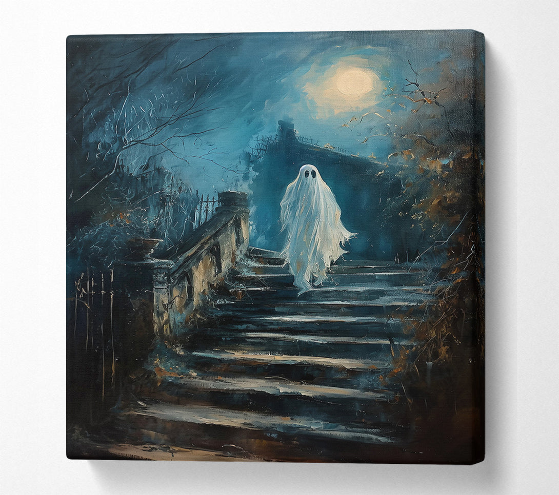  A Canvas Print of Blue Ghostly Steps Canvas Wall Art