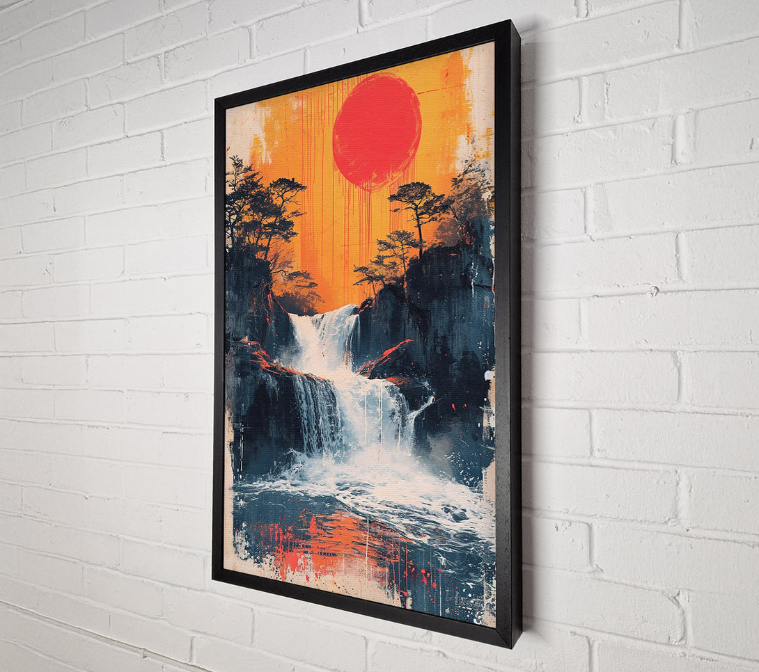  A Canvas Print of Hot Sun Waterfall Abstract Canvas Art