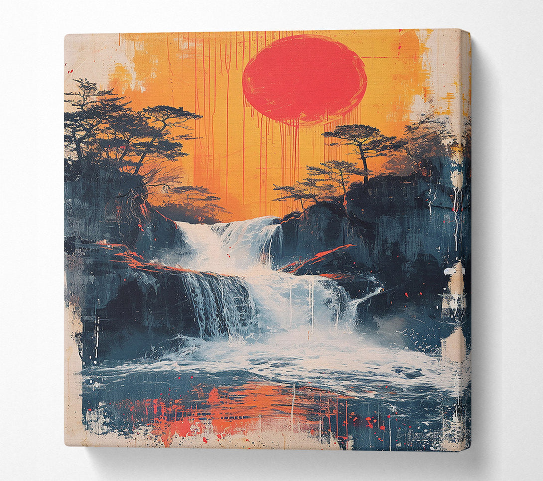  A Canvas Print of Hot Sun Waterfall Abstract Canvas Art