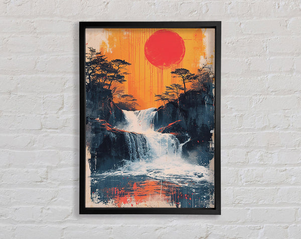 Hot Sun Waterfall Abstract Framed Print