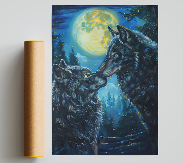 Yellow Moon'S Embrace Print