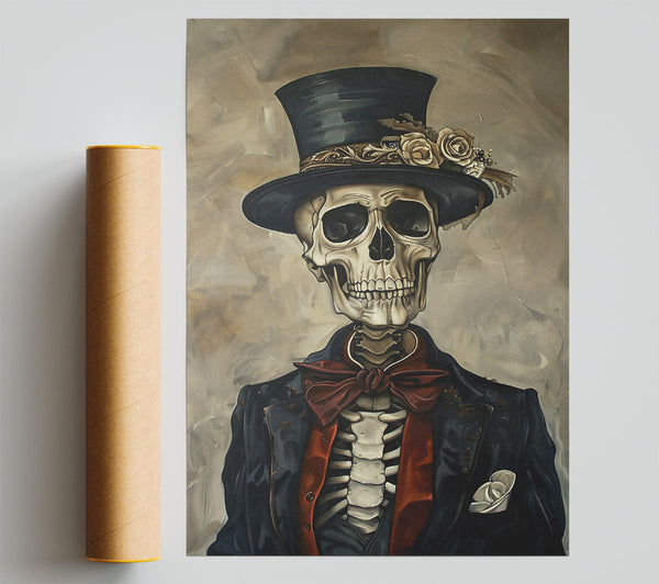 Black Bow Skeleton Print