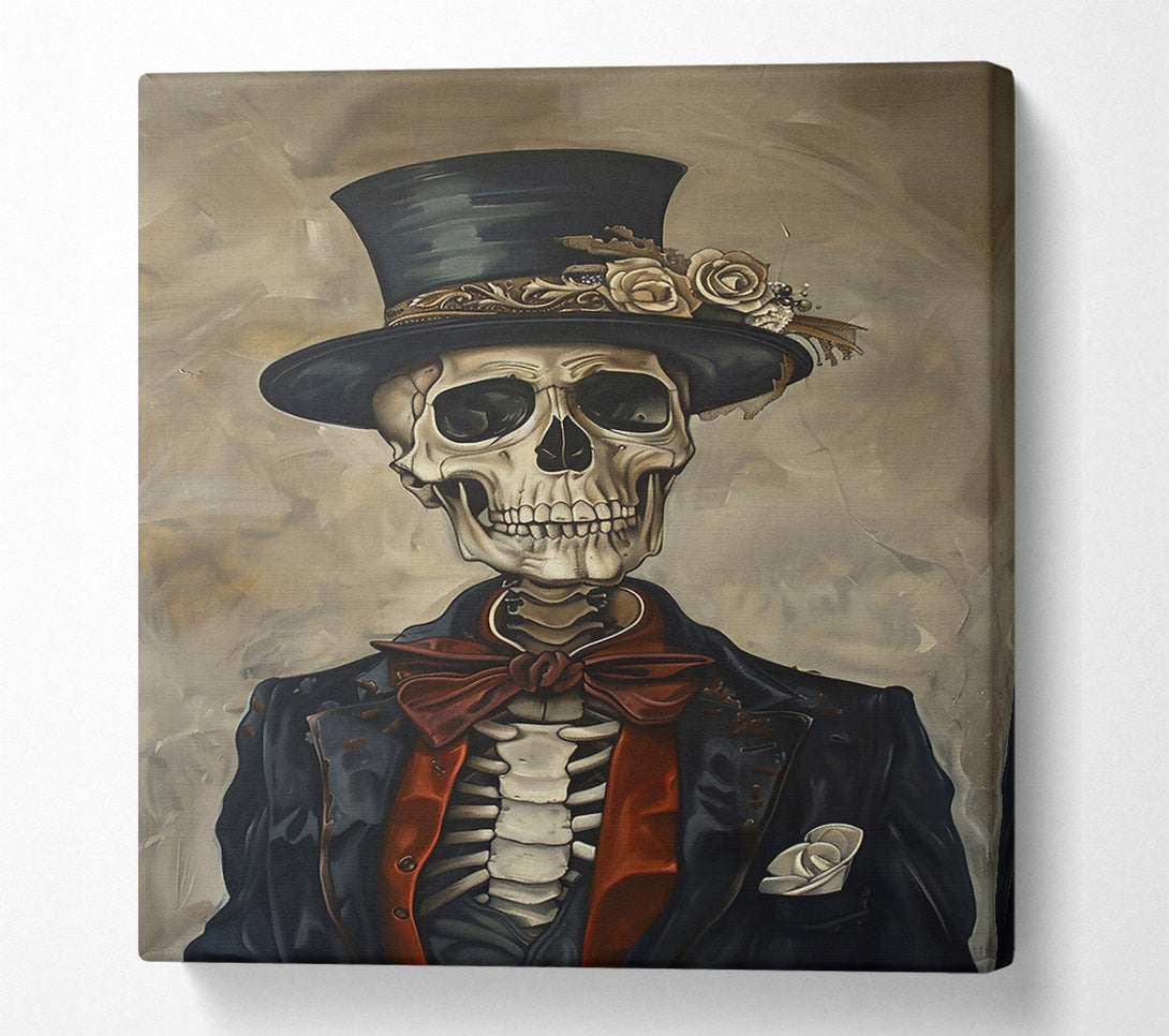  A Canvas Print of Black Bow Skeleton Canvas Wall Art