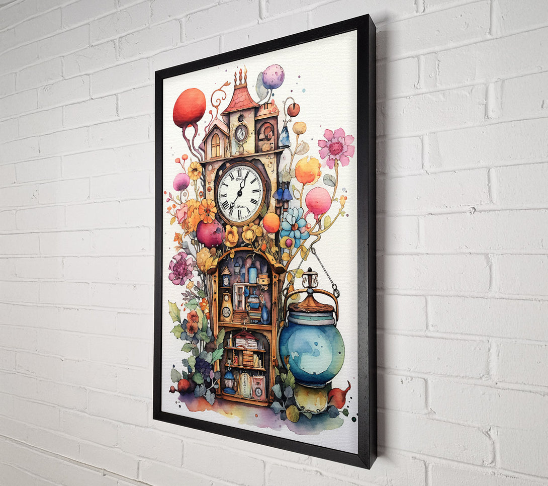  A Canvas Print of House And Clock Canvas Wall Art