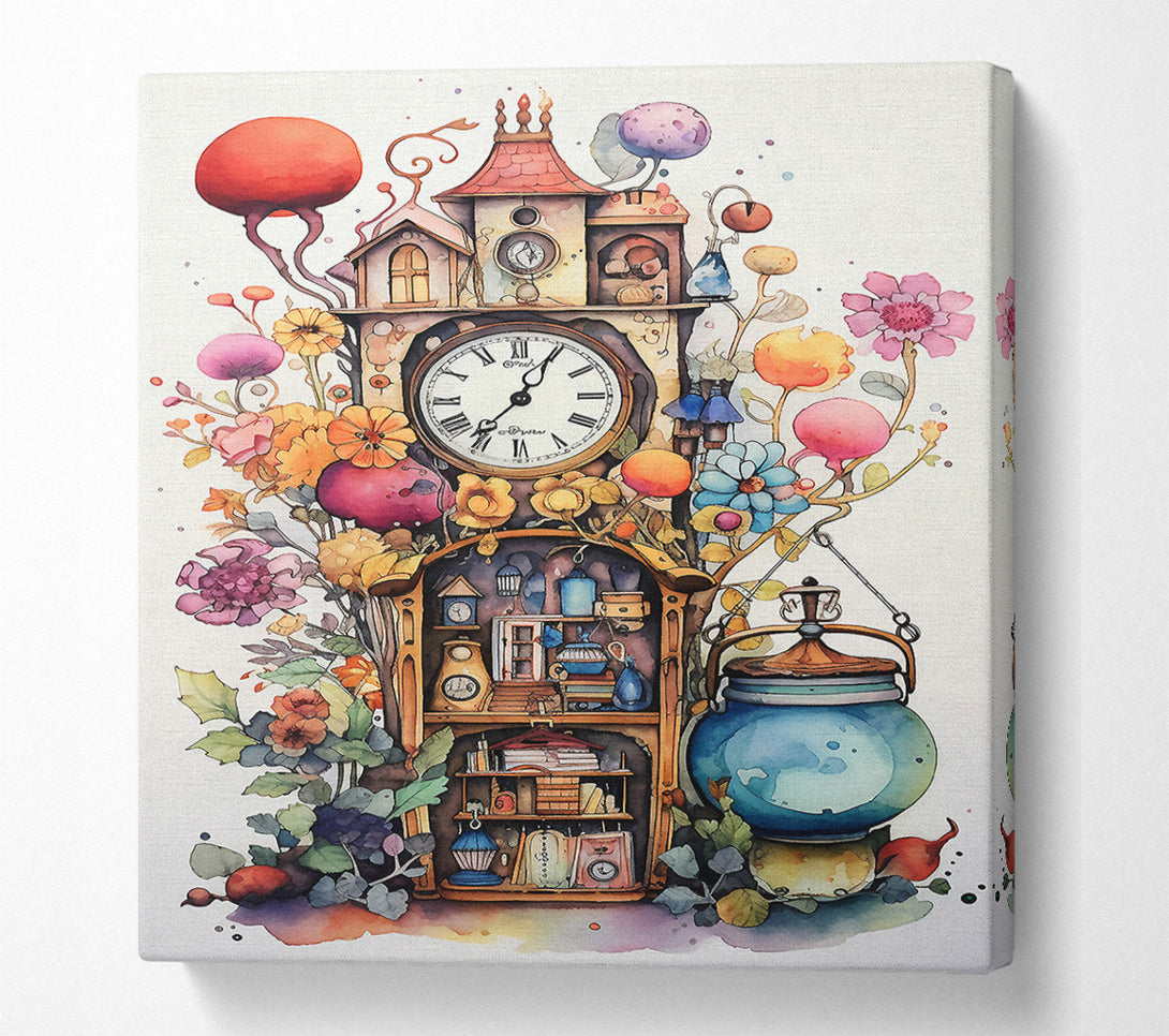  A Canvas Print of House And Clock Canvas Wall Art