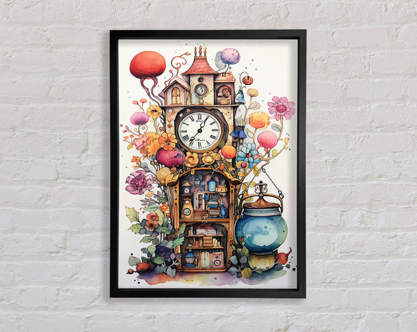 House And Clock Framed Print