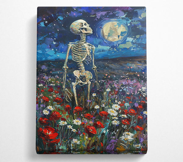  A Canvas Print of Blue Moon Skeleton Flowers Canvas Art