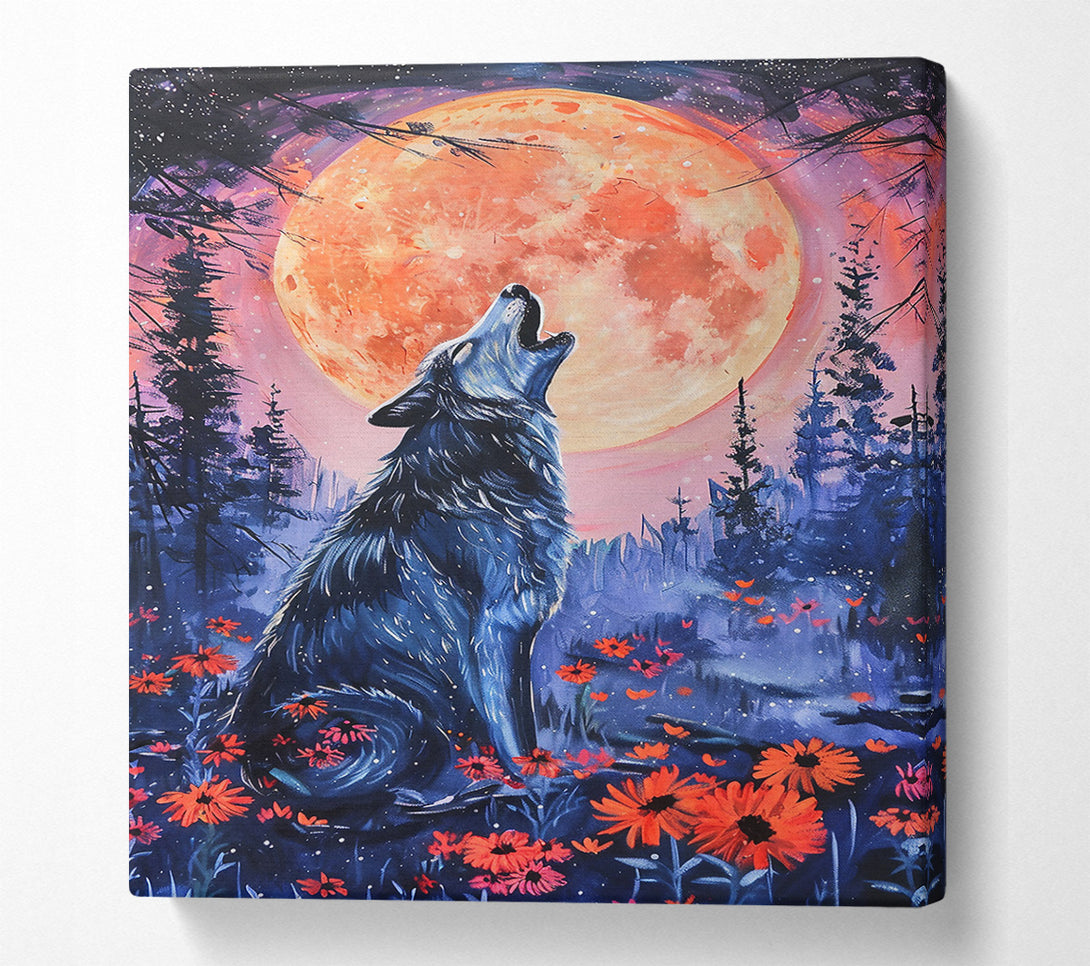  A Canvas Print of Orange Moon Howl Canvas Print