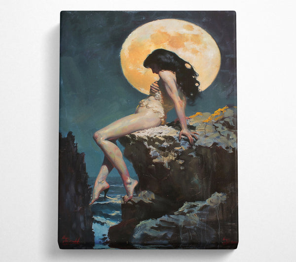  A Canvas Print of Golden Moonlit Embrace Canvas Wall Art