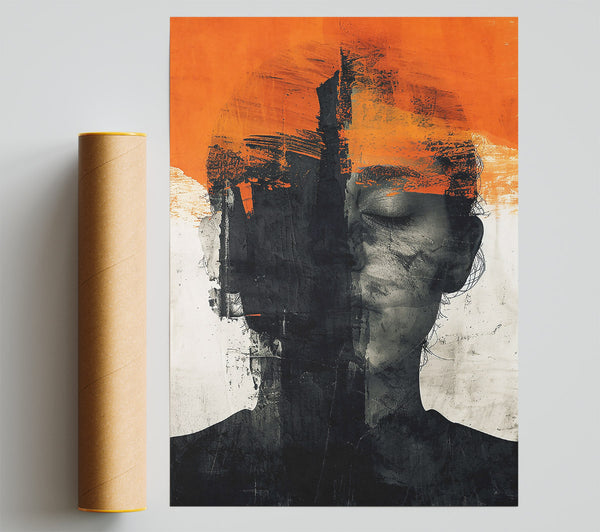 Orange And Black Abstract Poster