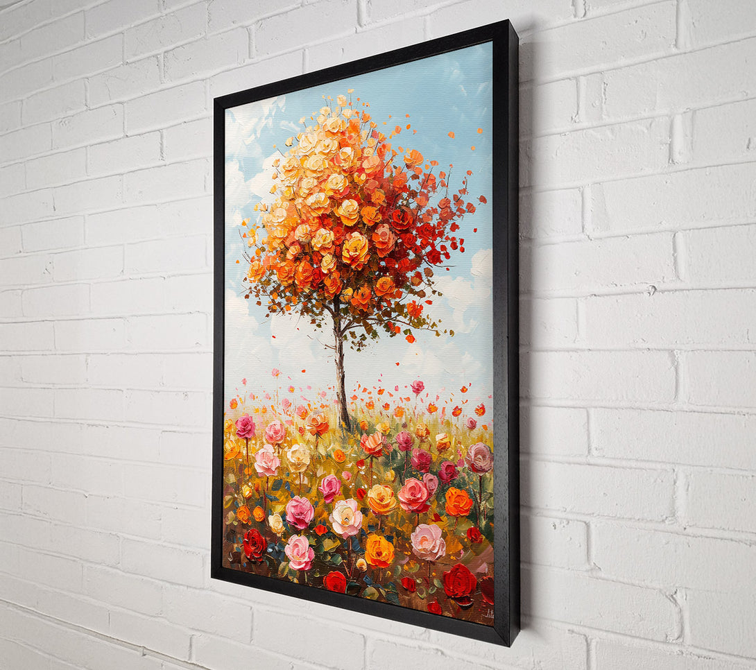  A Canvas Print of Orange Rose Garden Canvas Wall Art
