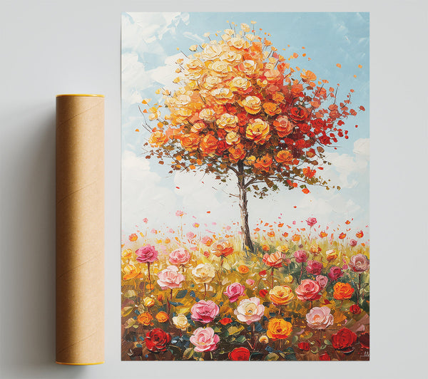 Orange Rose Garden Print
