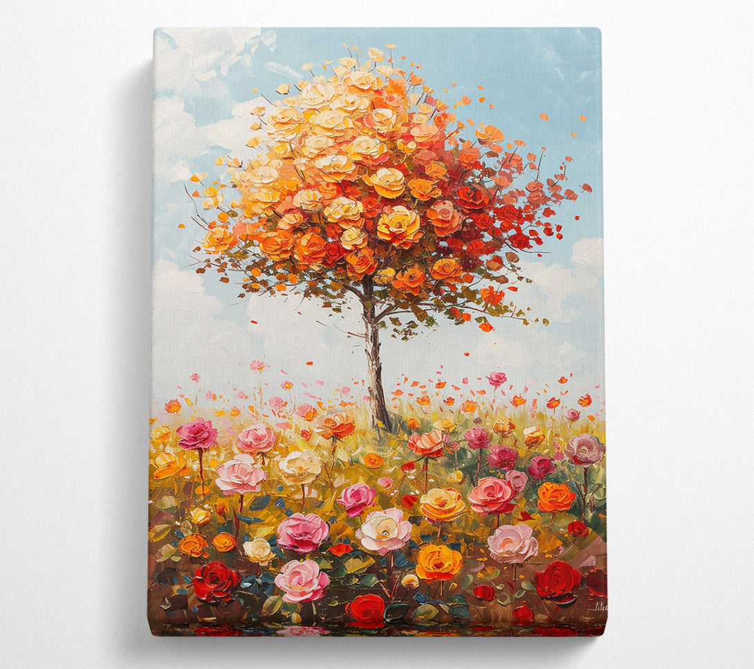  A Canvas Print of Orange Rose Garden Canvas Wall Art