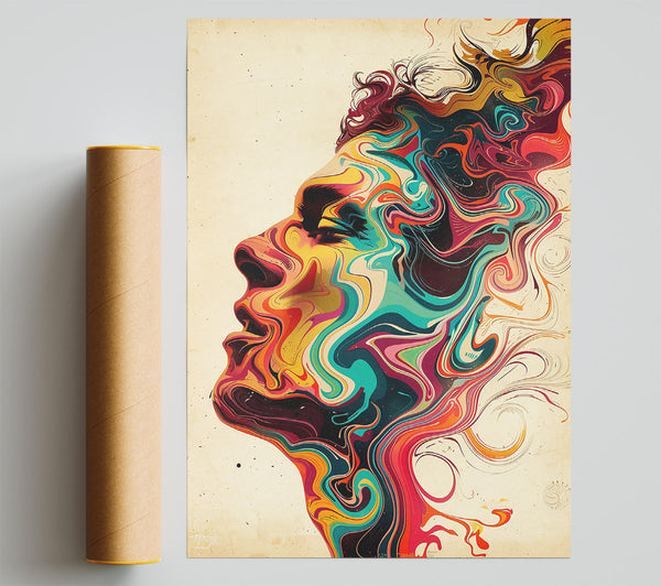 Teal Swirls Of Thought Print