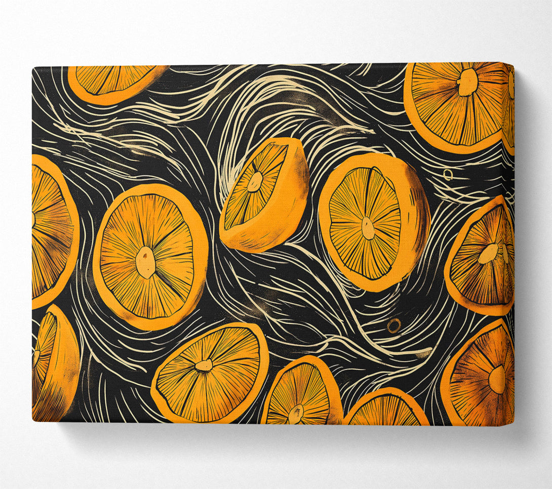  A Canvas Print of Orange Swirls And Lines Canvas Wall Art