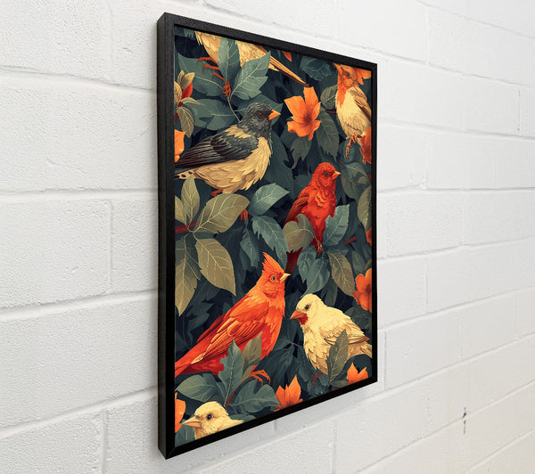 Orange Birds In Bloom