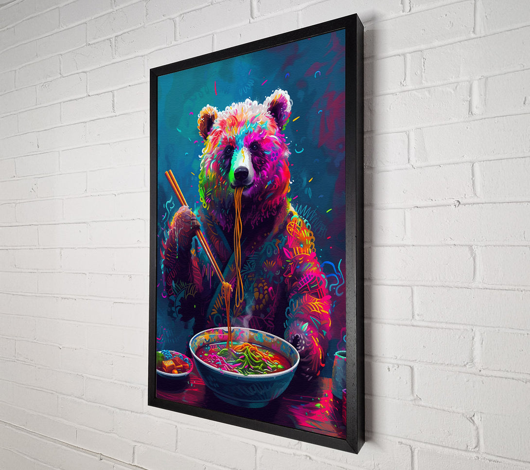  A Canvas Print of Neon Bear Ramen Canvas Wall Art