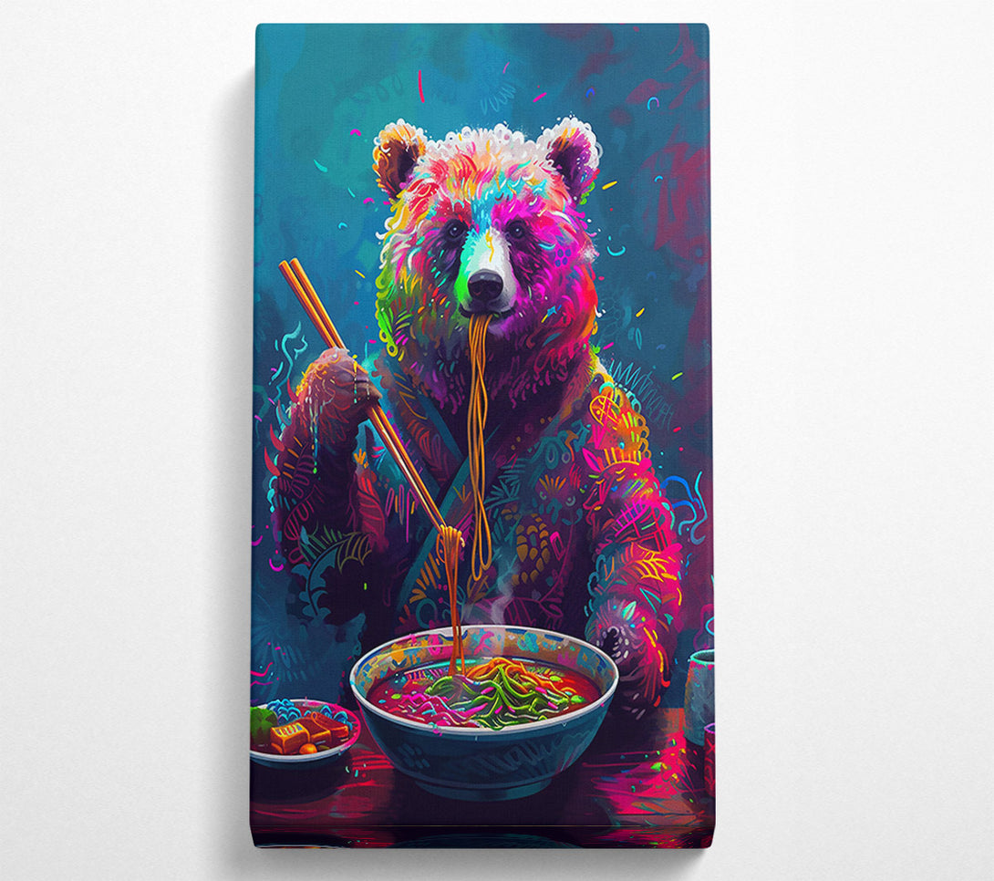  A Canvas Print of Neon Bear Ramen Canvas Wall Art