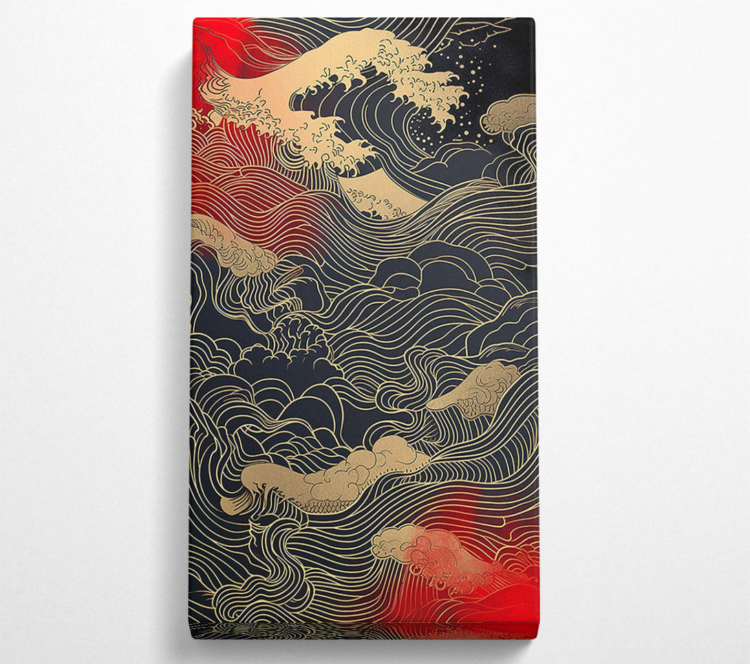  A Canvas Print of Crimson Waves Of Gold Canvas Art