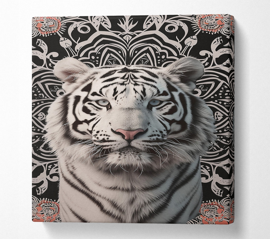  A Canvas Print of White Tiger Mandala Canvas Print