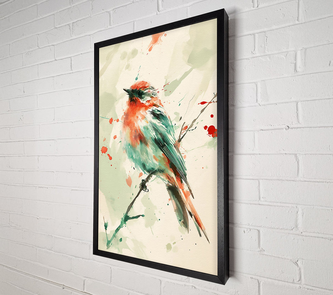  A Canvas Print of Crimson Songbird In Flight Canvas Print