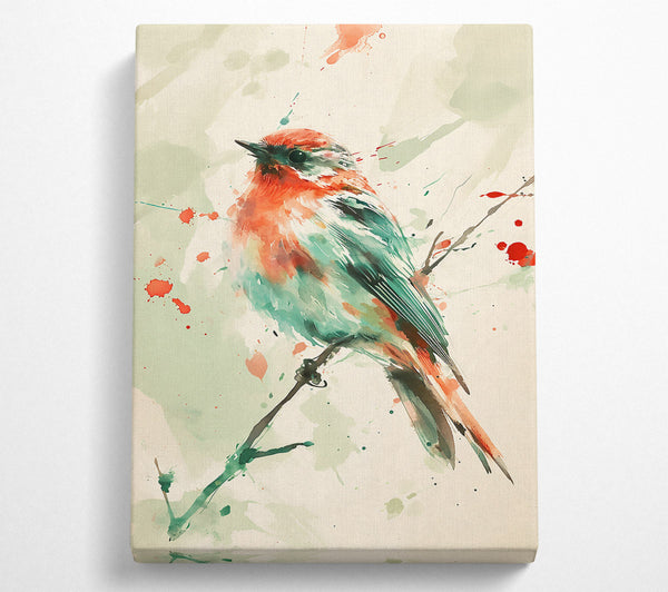 A Canvas Print of Crimson Songbird In Flight Canvas Print