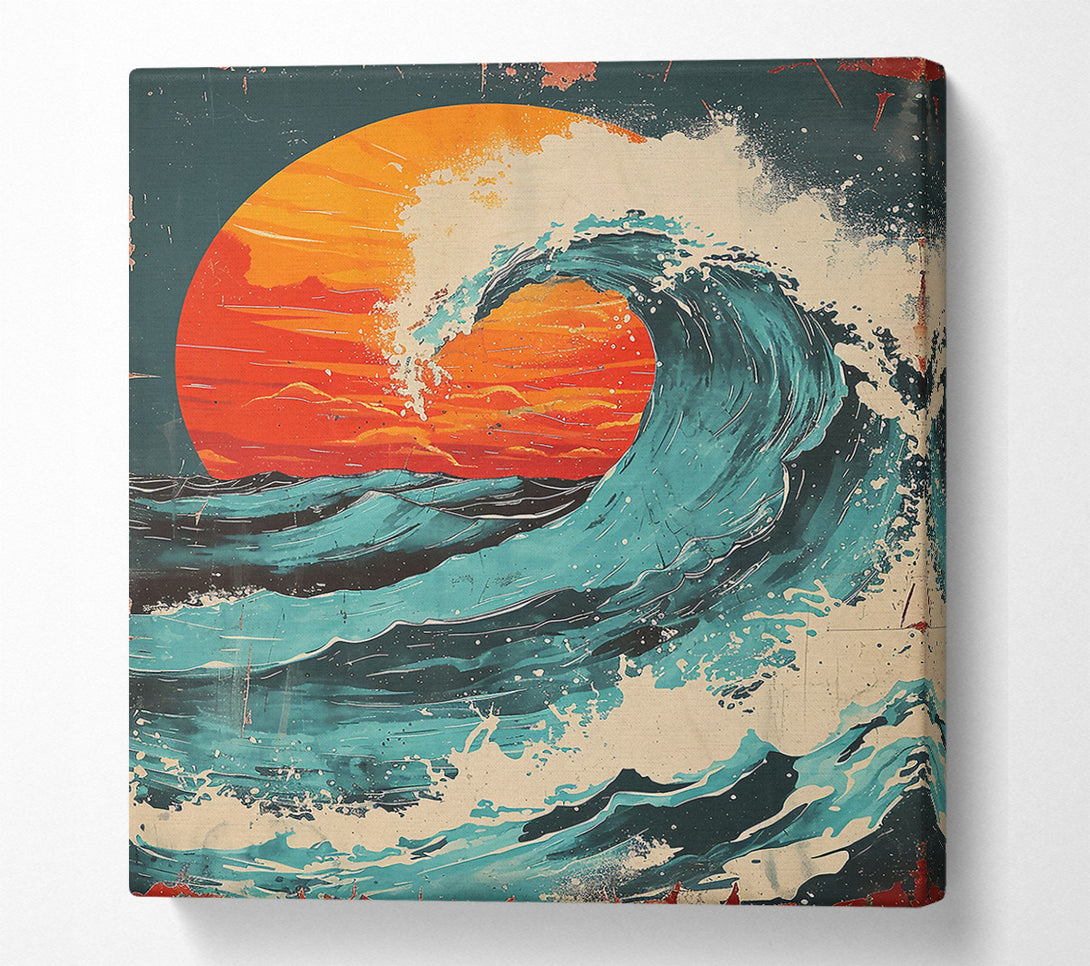  A Canvas Print of Azure Sunset Wave Canvas Wall Art