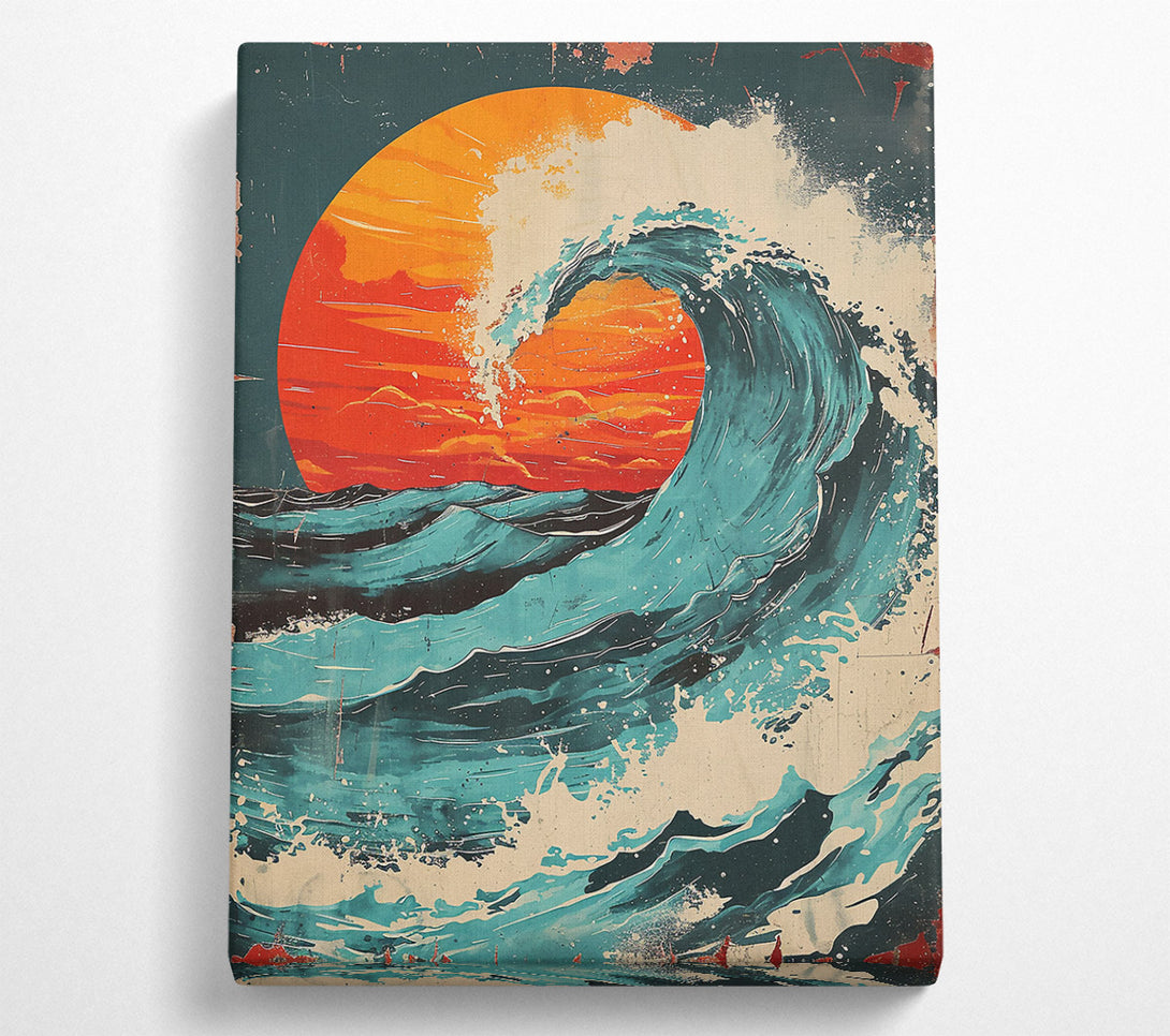  A Canvas Print of Azure Sunset Wave Canvas Wall Art