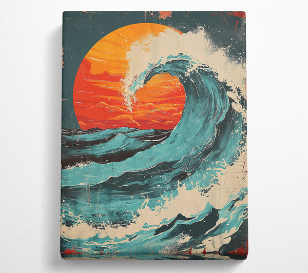  A Canvas Print of Azure Sunset Wave Canvas Wall Art