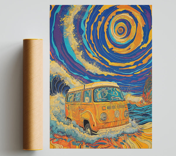 Orange Cosmic Waves Print