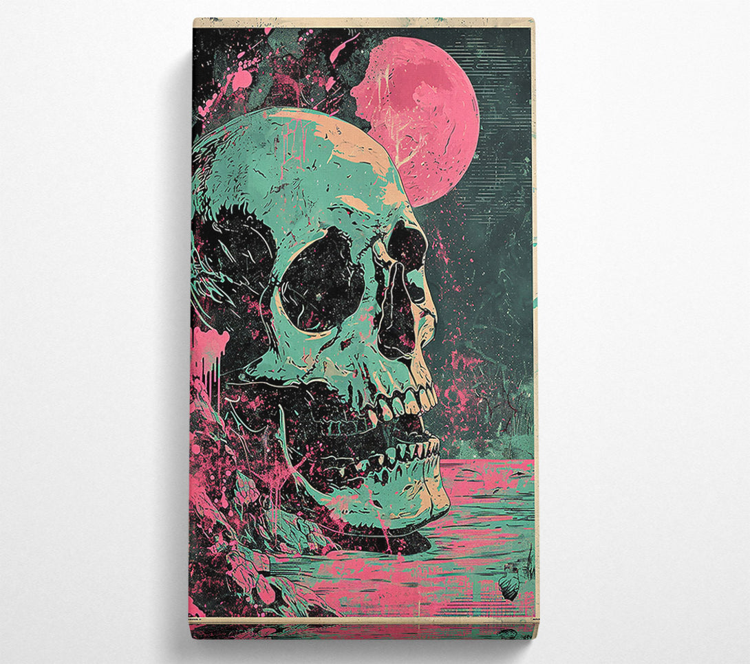  A Canvas Print of Teal Skull Sunset Canvas Wall Art