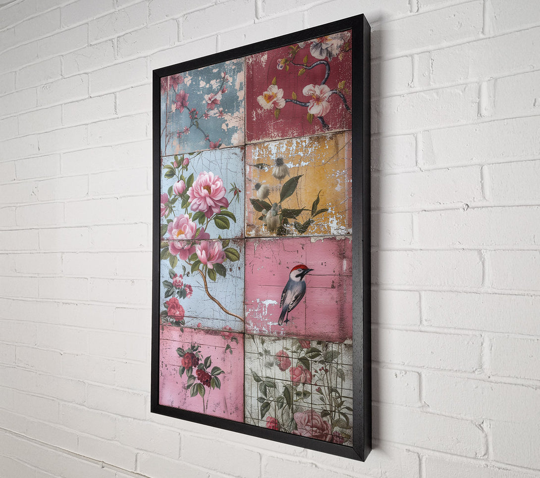  A Canvas Print of Pink Floral Collage Canvas Art