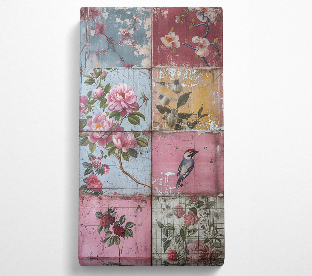  A Canvas Print of Pink Floral Collage Canvas Art