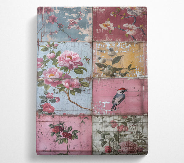  A Canvas Print of Pink Floral Collage Canvas Art