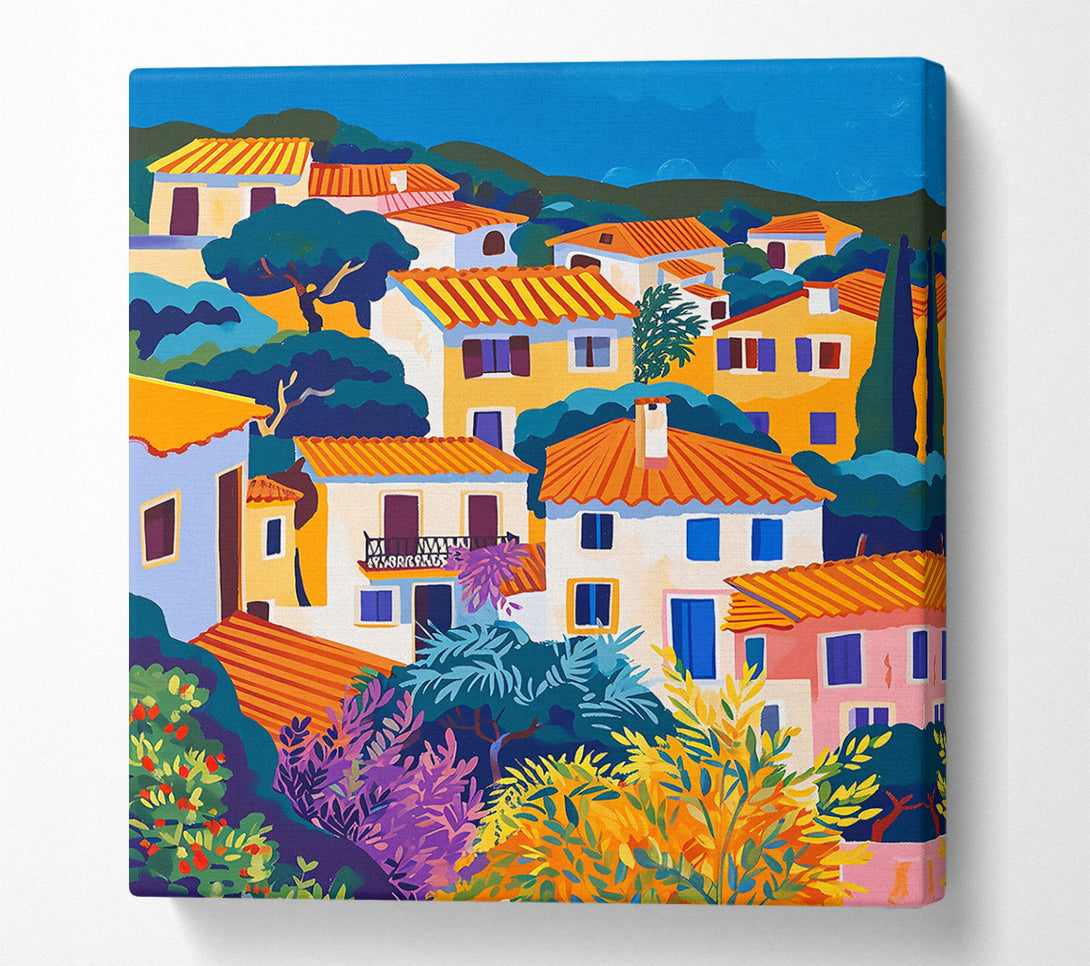  A Canvas Print of Orange Rooftop Village Canvas Art