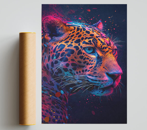 Neon Orange Leopard Giclee Print