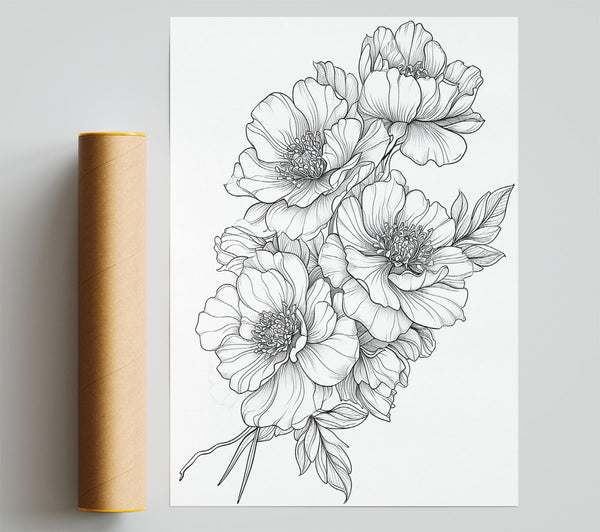 White Floral Bloom Poster