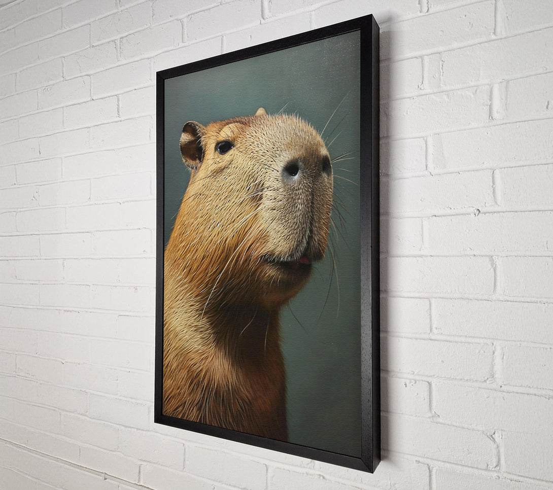  A Canvas Print of Golden Capybara Portrait Canvas Print