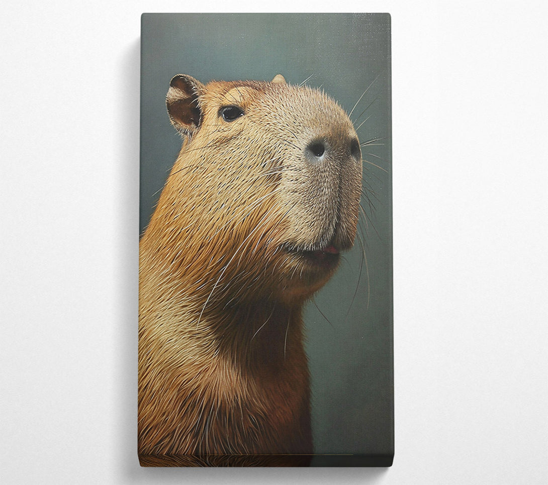  A Canvas Print of Golden Capybara Portrait Canvas Print