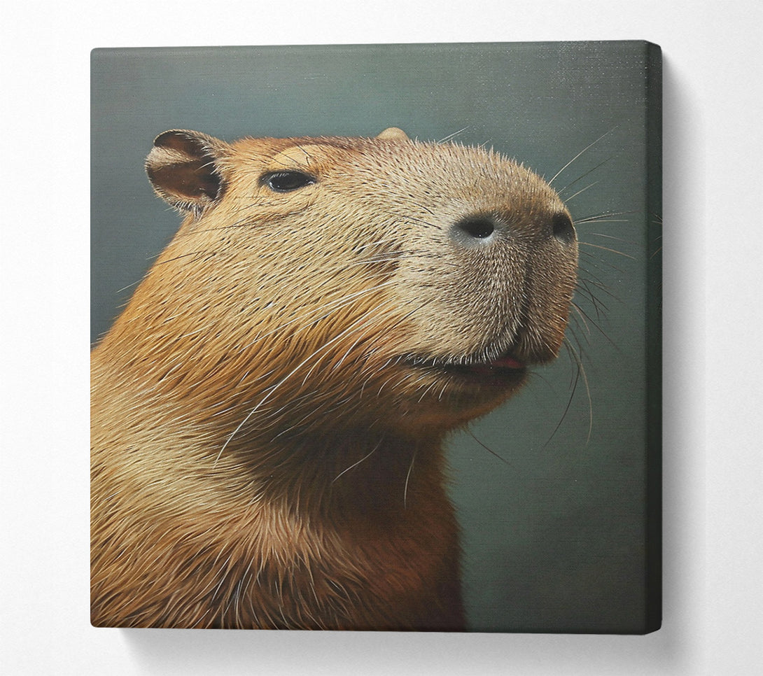  A Canvas Print of Golden Capybara Portrait Canvas Print
