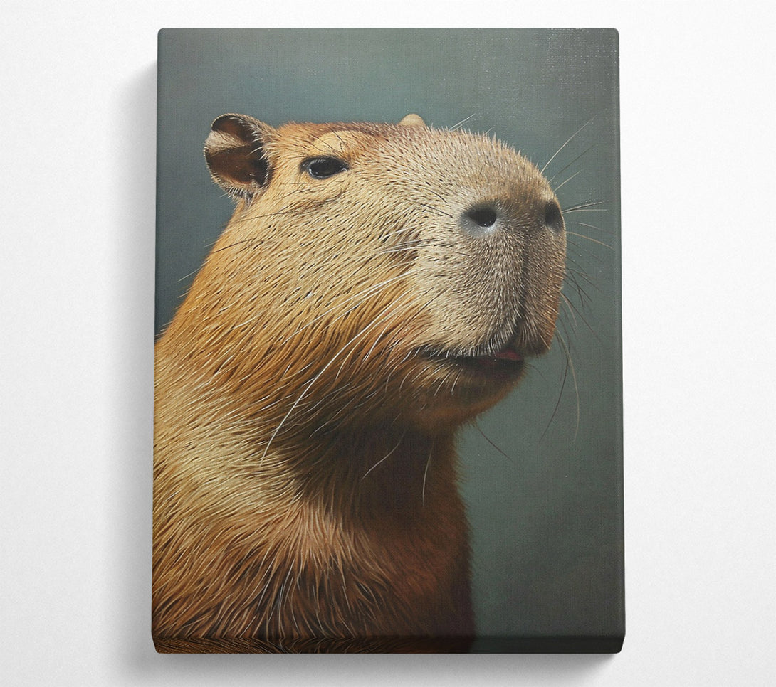  A Canvas Print of Golden Capybara Portrait Canvas Print