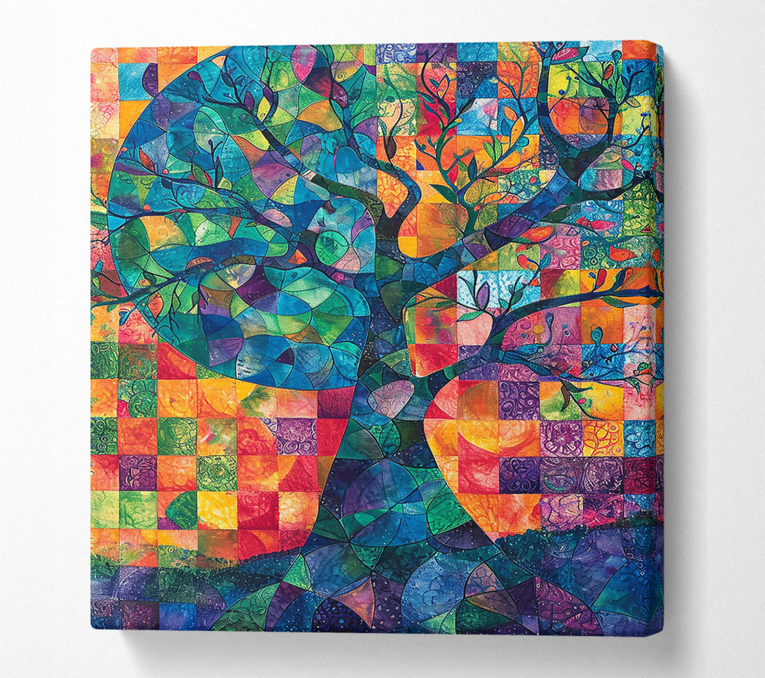  A Canvas Print of Blue Mosaic Tree Canvas Wall Art