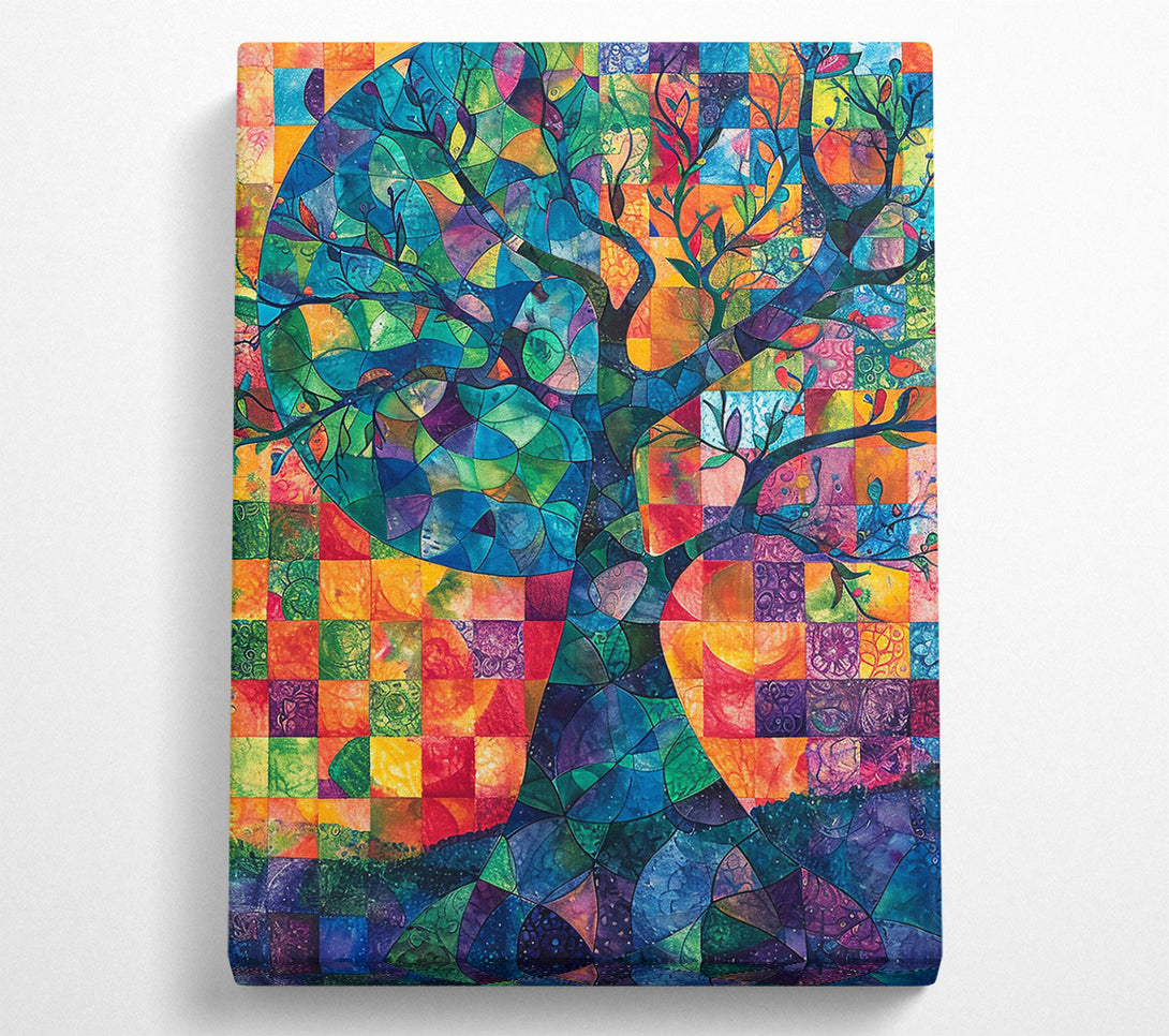  A Canvas Print of Blue Mosaic Tree Canvas Wall Art