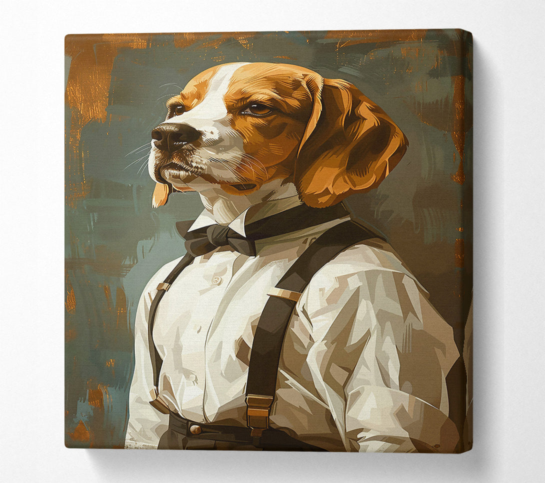  A Canvas Print of Brown Beagle Gentleman Canvas Art