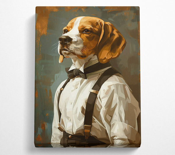  A Canvas Print of Brown Beagle Gentleman Canvas Art