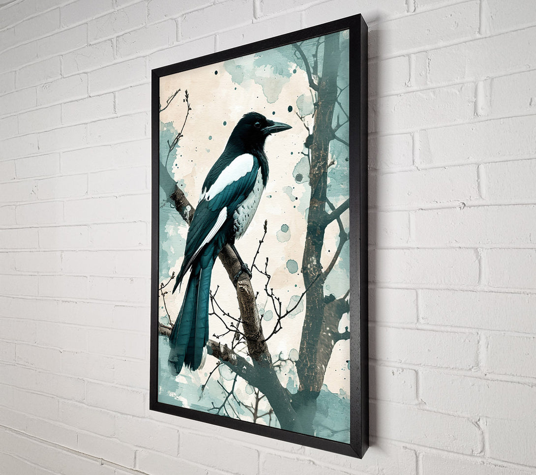  A Canvas Print of Teal Magpie In Bloom Canvas Print