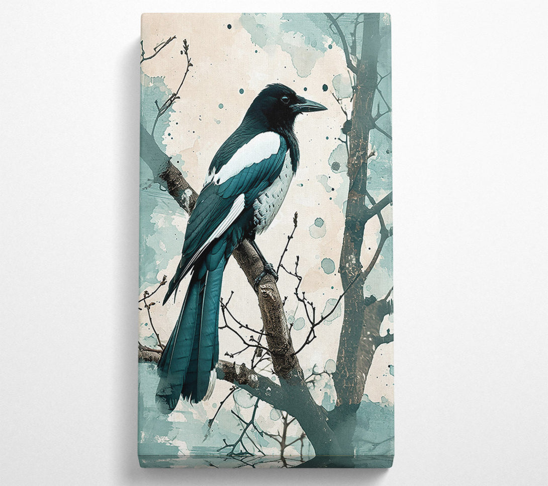  A Canvas Print of Teal Magpie In Bloom Canvas Print